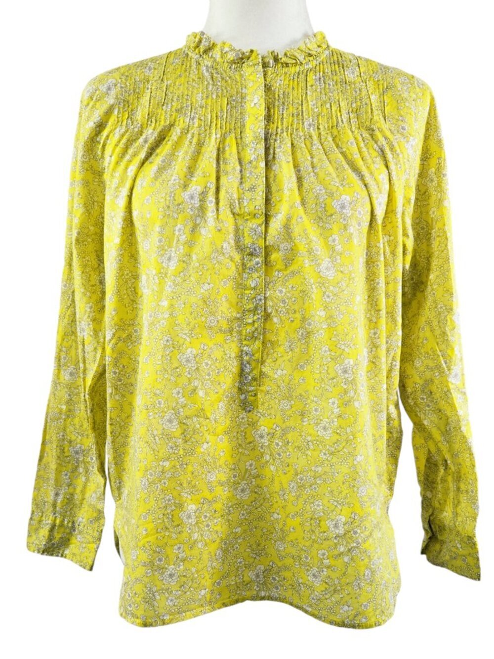J. Crew Yellow Cotton Poplin Popover Shirt in Liberty Summer Blooms AN101